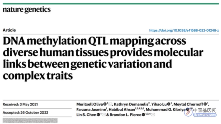DNA甲基化揭示遗传变异与复杂性状间的分子联系