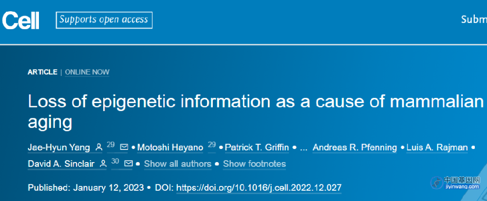 Cell：历经13年！破除争议：不是基因突变！表观遗传信息的丢失是衰老的主要驱动因素