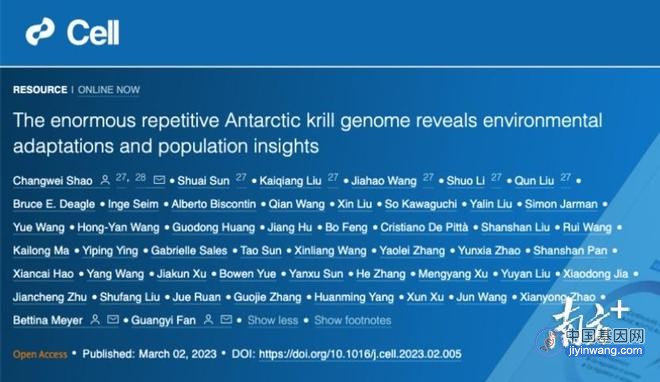 最大动物基因组图谱--南极磷虾基因组图谱破译，是人类16倍
