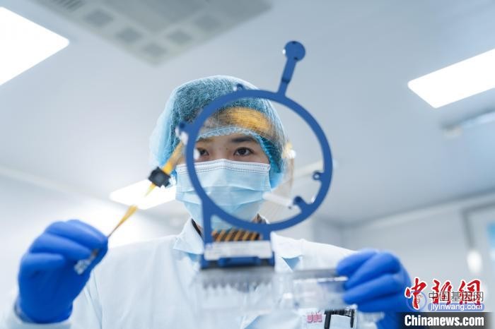 徐金莎对DNA检测设备耗材进行检查。